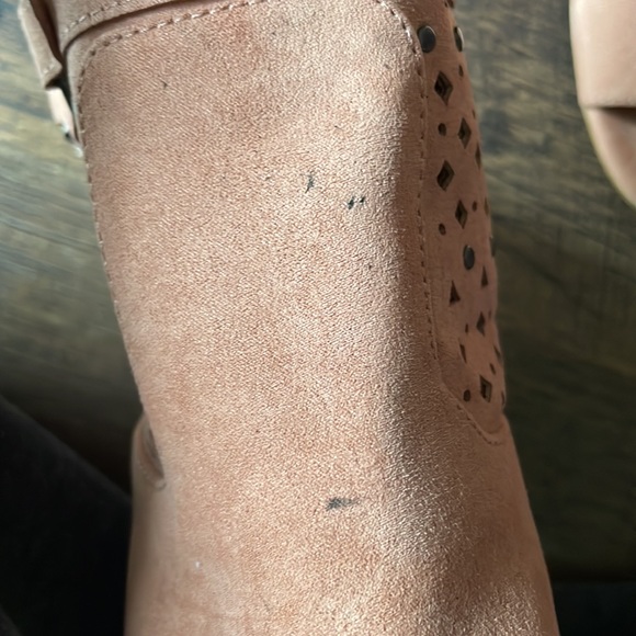 Justfab Raelynn block heeled sandal size 6 peachy pink - Picture 6 of 6